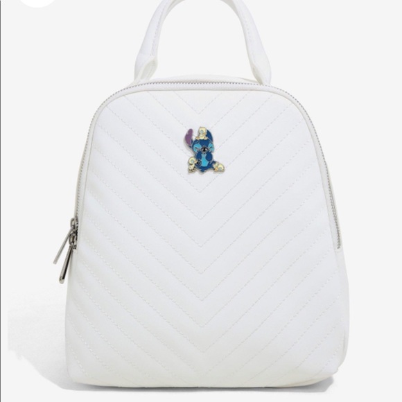 Loungefly Handbags - NWT Loungefly Stitch with Ducklings white quilted mini backpack